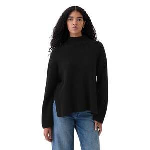 Gap 100% Cotton Oversized Mock Neck Ribbed Sweater - Black (XS Petite) NWOT NEW